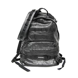 Balenciaga-Balenciaga ARMY 644033 Men's Leather and Polyamide Backpack-Black