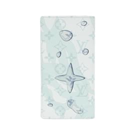 Louis Vuitton-Louis Vuitton Monogram Aqua Garden Portefeuille Brazza Wallet-Blue