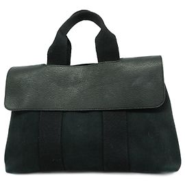 Hermès Borsa tote Hermes Valparaiso PM Toile Chevron Nera Nero