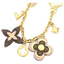 Louis Vuitton-Louis Vuitton Bijoux Sac Chene Blooming Flower Key Ring-Brown,Golden