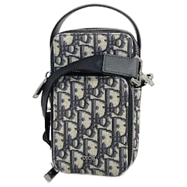 Christian Dior-Christian Dior Navy Canvas Shoulder Bag-Navy blue