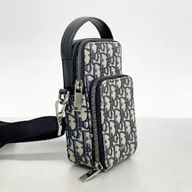 Christian Dior-Christian Dior Navy Canvas Shoulder Bag-Navy blue