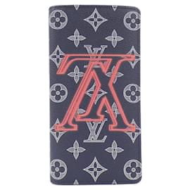 Louis Vuitton-Louis Vuitton Monogram Ink Portefeuille Brazza Wallet-Red,Blue,Coral
