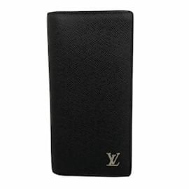 Louis Vuitton-Louis Vuitton Long Wallet Taiga Portefeuille Brazza M30285 Noir-Black