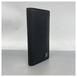 Louis Vuitton-Louis Vuitton Long Wallet Taiga Portefeuille Brazza M30285 Noir-Black