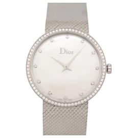 Dior-NEW DIOR SATINE CD043115 36MM STEEL DIAMONDS QUARTZ WATCH-Silvery