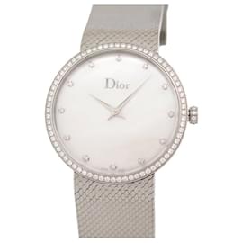 Dior-NEW DIOR SATINE CD043115 36MM STEEL DIAMONDS QUARTZ WATCH-Silvery