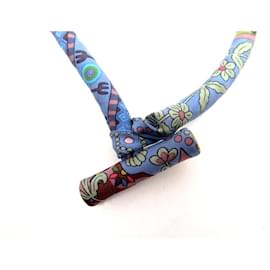Hermès-COLLIER HERMES PETIT H BRIDE PM EN SOIE MULTICOLORE H1003108 43CM BANGLE-Multicolore