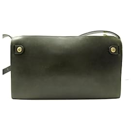 Christian Dior-VINTAGE CHRISTIAN DIOR HAND BAG WITH CD LOGO PLAQUE SHOULDER STRAP POUCH HANDBAG PURSE-Khaki