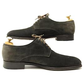John Lobb-JOHN LOBB PENRANCE 8.5E 42.5 BROWN SUEDE SHOES + SOLES SHAPERS-Brown