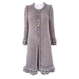 Chanel-CC Gripoix Buttons Beige Metallic Cardi Coat 38 FR-Multiple colors