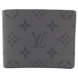 Louis Vuitton-Louis Vuitton Monogram Eclipse Reverse Portefeuille Slender-Grey,Monogram