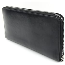 Prada-Prada Round Long Wallet in Black Leather-Black