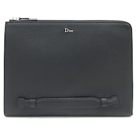 Christian Dior-Dior Homme Black Leather Clutch Bag-Black