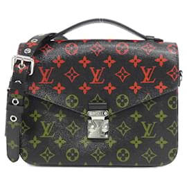 Louis Vuitton-Louis Vuitton Monogram Anfleur Rouge Pochette Metis M41462 Bag-Black,Red