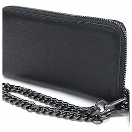 Prada-Prada Round Long Wallet in Black Leather-Black