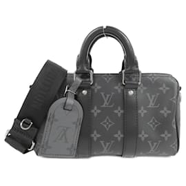 Louis Vuitton-Louis Vuitton Monogram Eclipse Reverse Keepall Bandouliere 25cm Boston Bag-Black,Grey