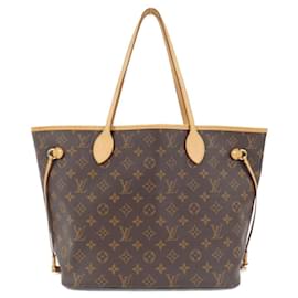 Louis Vuitton-Louis Vuitton Monogram Neverfull MM Tote Bag-Brown,Fuschia