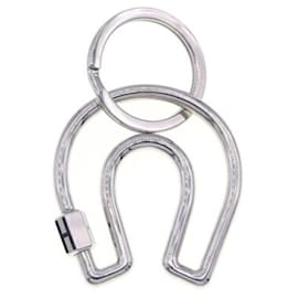 Hermès-Hermes Silver Metal Keyring-Silvery