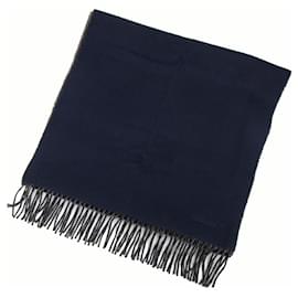 Hermès-Hermes Cashmere Stole in Navy and Brown-Brown,Navy blue