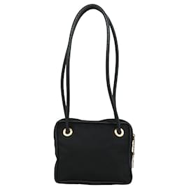 Céline-CELINE Shoulder Bag Nylon Black Gold Auth bs21602-Black,Golden