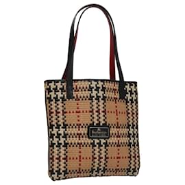 Autre Marque-Burberrys Nova Check Blue Label Hand Bag Leather Beige Auth 108087-Beige