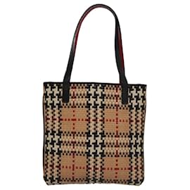 Autre Marque-Burberrys Nova Check Blue Label Hand Bag Leather Beige Auth 108087-Beige
