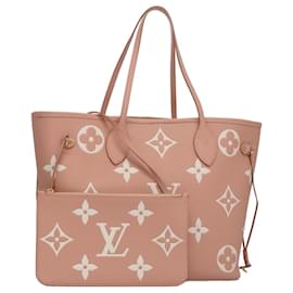 Louis Vuitton-LOUIS VUITTON Monogram Empreinte Giant Neverfull MM Bag Pink M46329 Auth am7504A-Pink