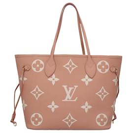 Louis Vuitton-LOUIS VUITTON Monogram Empreinte Giant Neverfull MM Bag Pink M46329 Auth am7504A-Pink