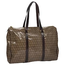 Fendi-FENDI Zucchino Canvas Boston Bag Gold Beige Auth 109630-Beige,Golden