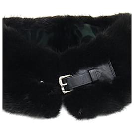 Louis Vuitton-Louis Vuitton Black and Green Mink Silk Shawl-Black,Green