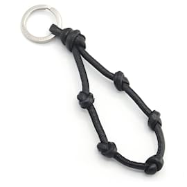 Bottega Veneta-Bottega Veneta Black Leather Keyring-Black