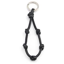 Bottega Veneta-Bottega Veneta Black Leather Keyring-Black