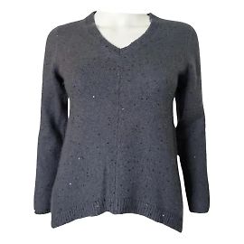 Brunello Cucinelli Pailletten-Cashmere-Oberteil Blau
