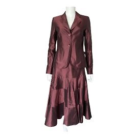 Max Mara Conjunto de falda de seda burdeos Burdeos