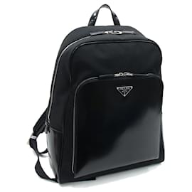 Prada-Prada Black Nylon and Leather Backpack-Black