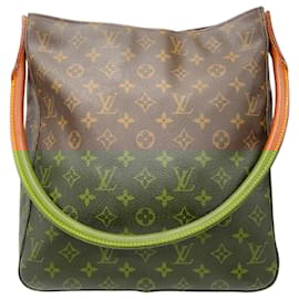 Louis Vuitton-Louis Vuitton Vintage Brown Monogram Canvas Looping Shoulder Bag-Brown