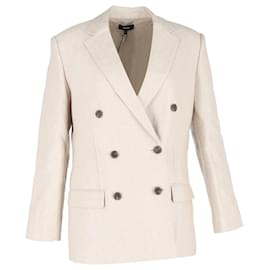 Theory-Theory Double-Breasted Blazer in Beige Linen-Beige