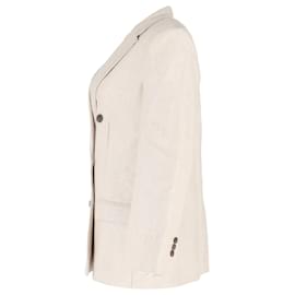 Theory-Theory Double-Breasted Blazer in Beige Linen-Beige