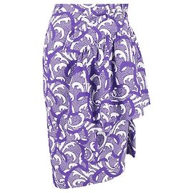 Saia lápis com babados Dries Van Noten em algodão roxo Roxo