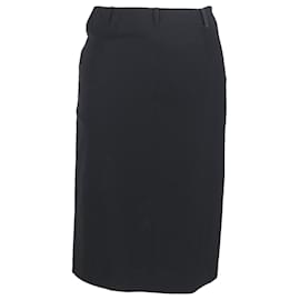 Gucci- Gucci Knee-Length Pencil Skirt with Belt Loops in Black Wool-Black