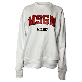 Maglione MSGM in cotone bianco con logo Bianco