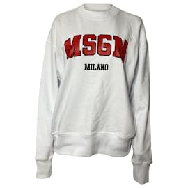Suéter MSGM de algodón blanco con logo Blanco