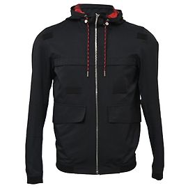 Dior Zipped Hooded Parka Jacket with Pockets in Black Polyester Black