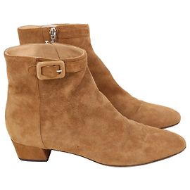 Botas de tornozelo com fivela Sergio Rossi em camurça marrom Marrom Vermelho