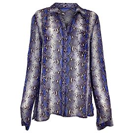 Diane Von Furstenberg Schlange-Print-Shirt aus blauer Seide Blau