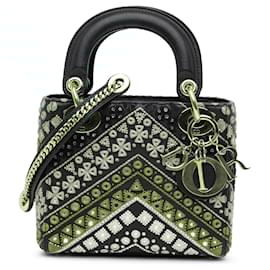 Dior-Dior Black Mini Calfskin Embroidered Lady Dior-Black