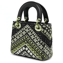 Dior-Dior Black Mini Calfskin Embroidered Lady Dior-Black