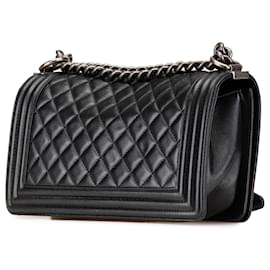 Chanel-Chanel Black Medium Lambskin Boy Flap-Black