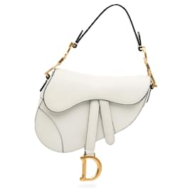 Dior-Dior White Mini Grained Calfskin Saddle Bag-White